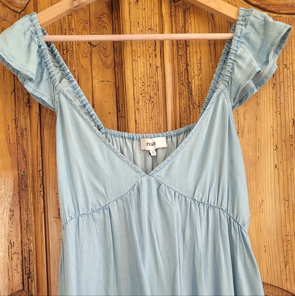 Roma Light Blue Maxi Dress with Ruffle Straps - Picture 2 of 3